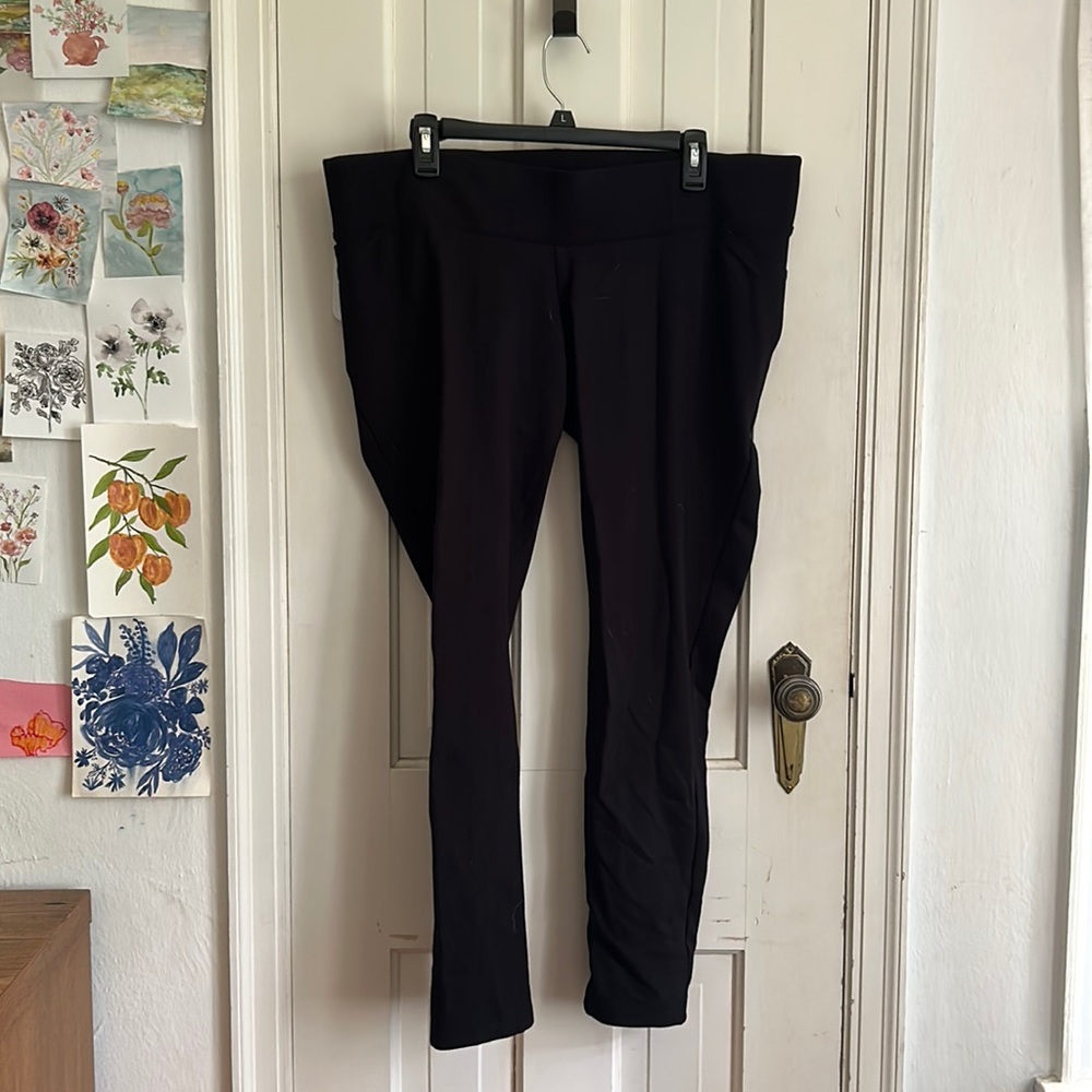 Isabel Maternity Thick black stretch pants with back pockets, size XL